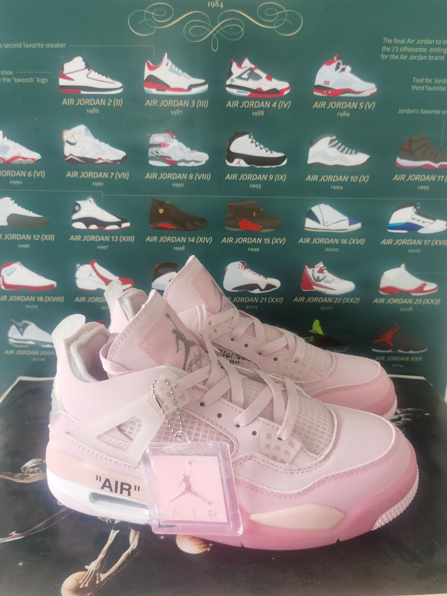 2020 Women Air Jordan 4 Off-white Pink Shoes - Click Image to Close